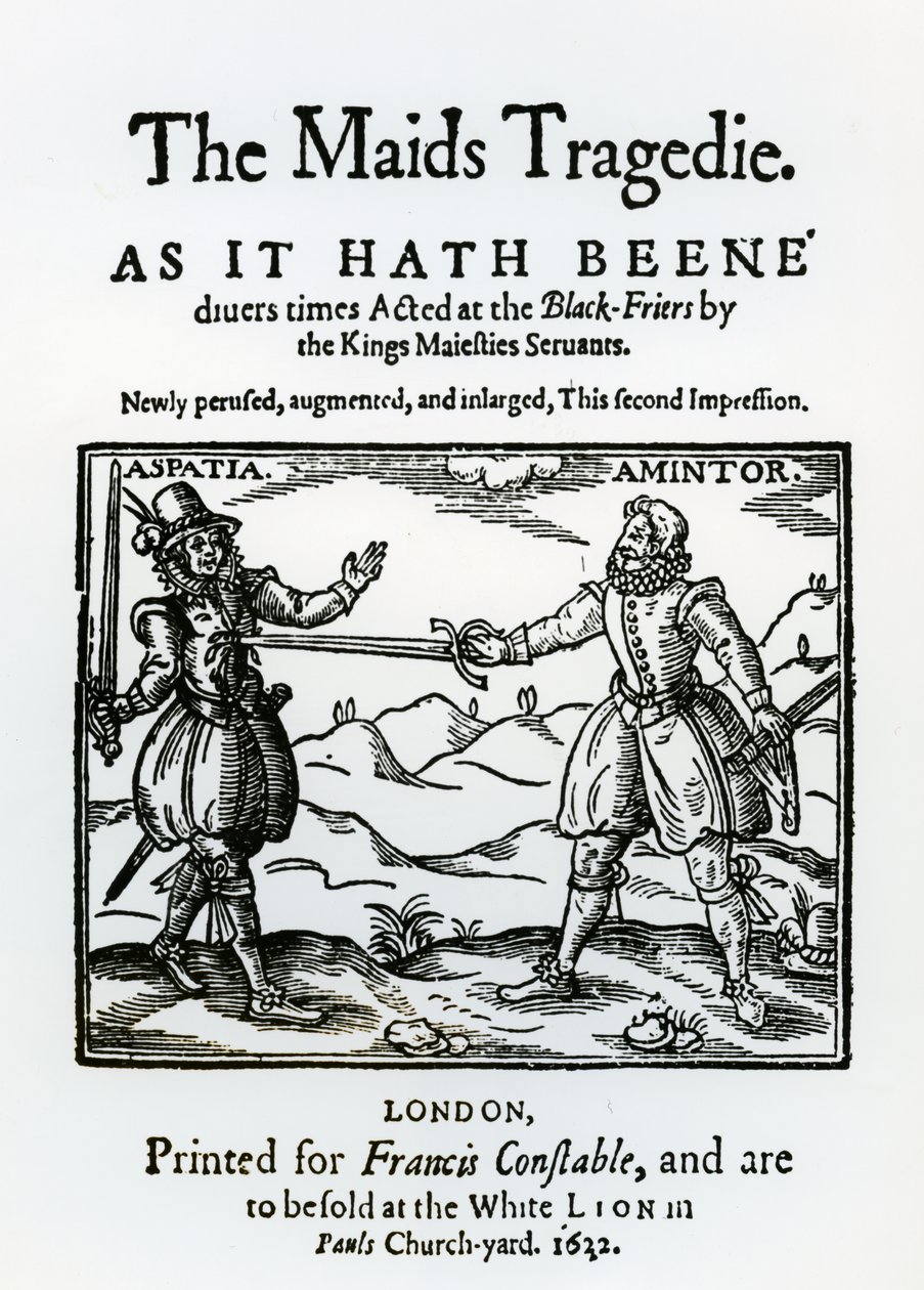 Sir Francis Beaumont (1584-1616) és John Fletcher (1579-1625) előképe A szobalányok tragédiájához, 1622 alkotó: English School