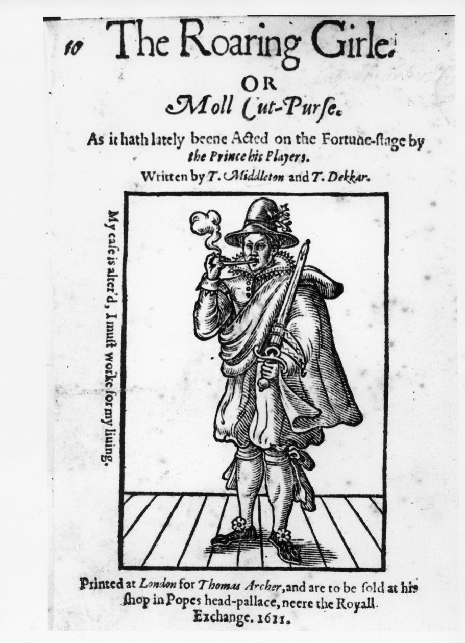 Thomas Middleton (1580-1627) és Thomas Dekker (kb. 1570-1632) előlapja a The Roaring Girle vagy Moll Cut-Purse-hez, 1611 alkotó: English School