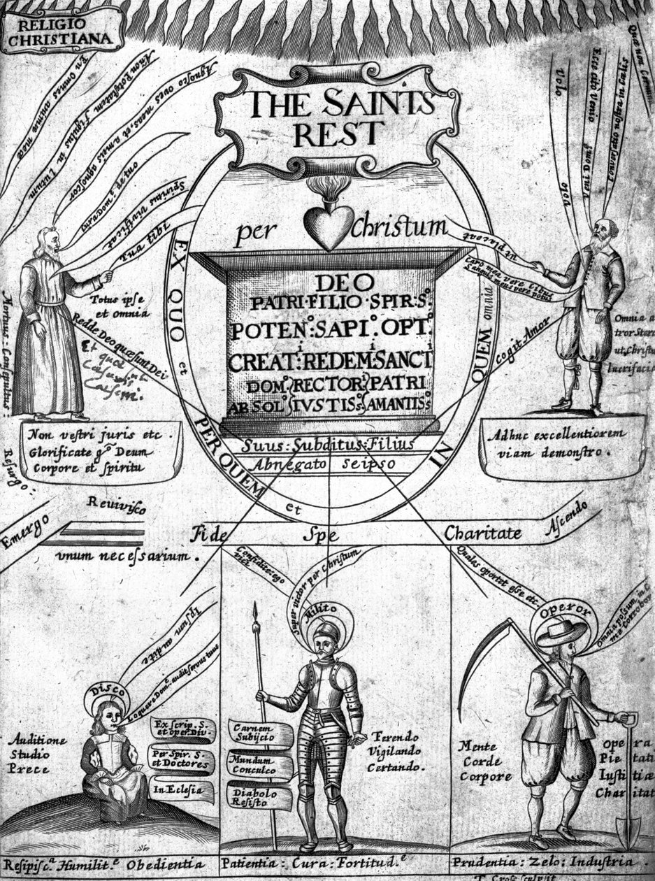 A szentek örök nyugodalmának frontképe, Richard Baxter alkotó: English School