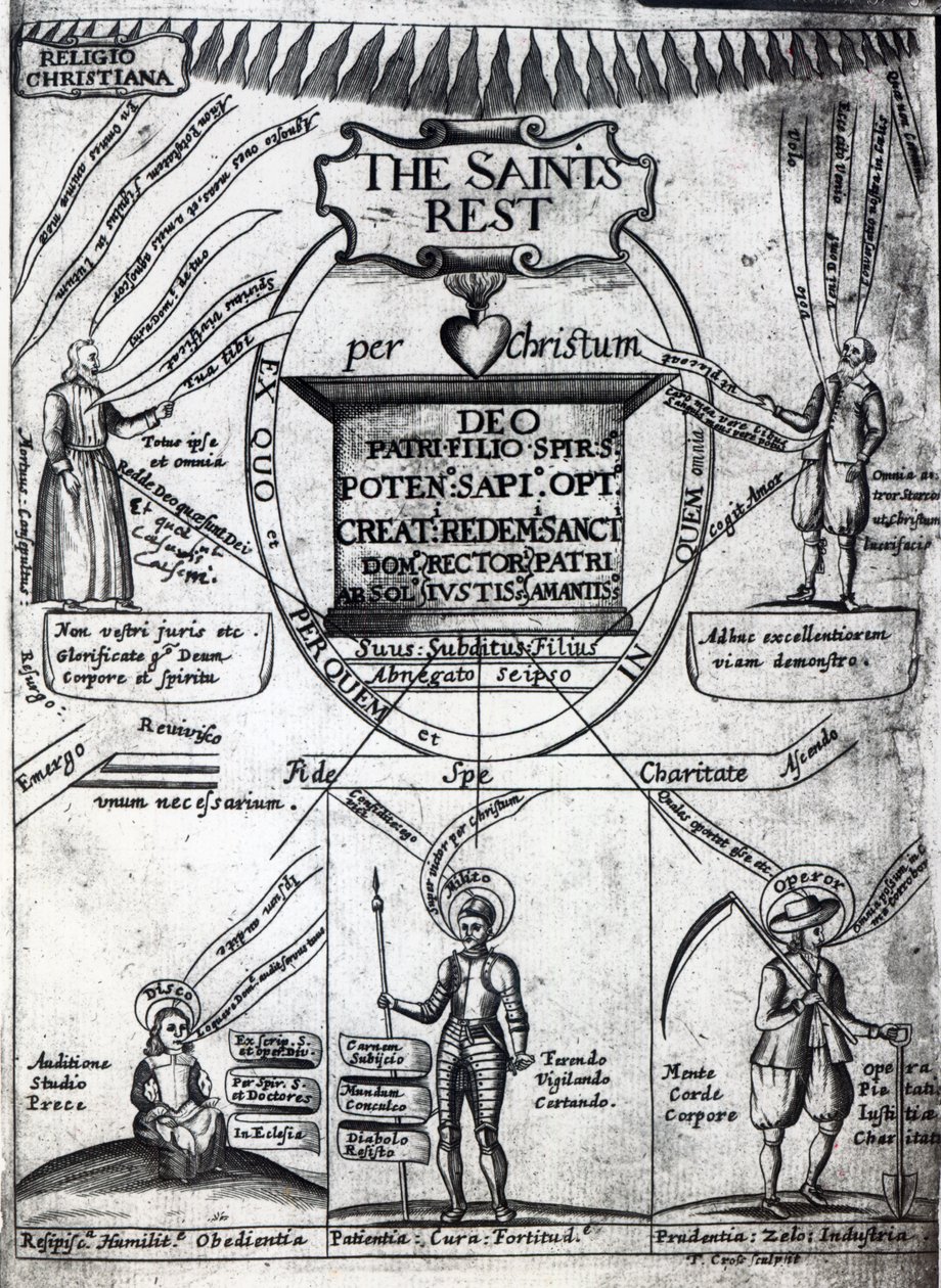 Richard Baxter előlapja a Szentek örök nyugodalmához, 1652-ben nyomtatva (nyomtatott) alkotó: English School