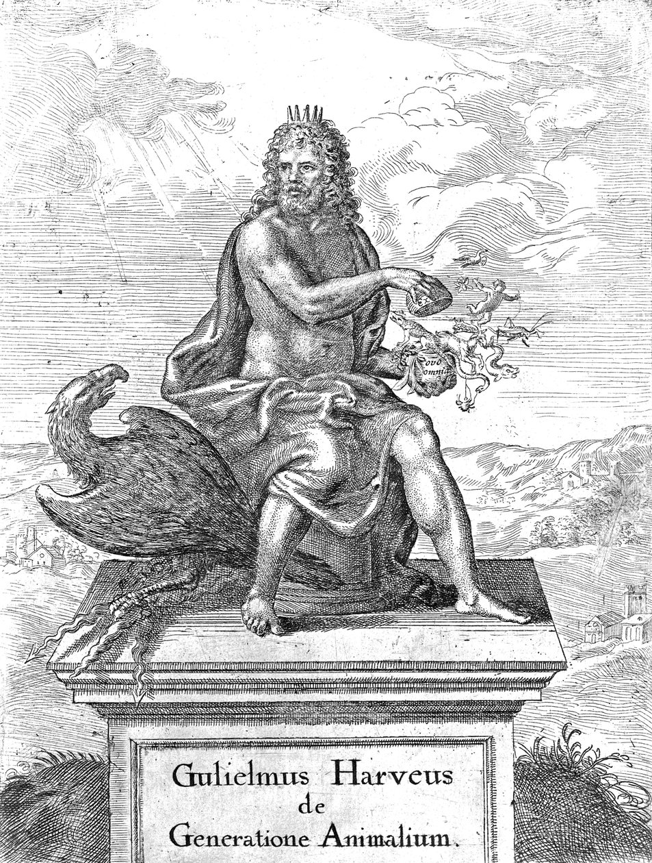 Az 1651-ben megjelent The Generation of Animals (Az állatok generációja) címlapja William Harveysnek alkotó: English School