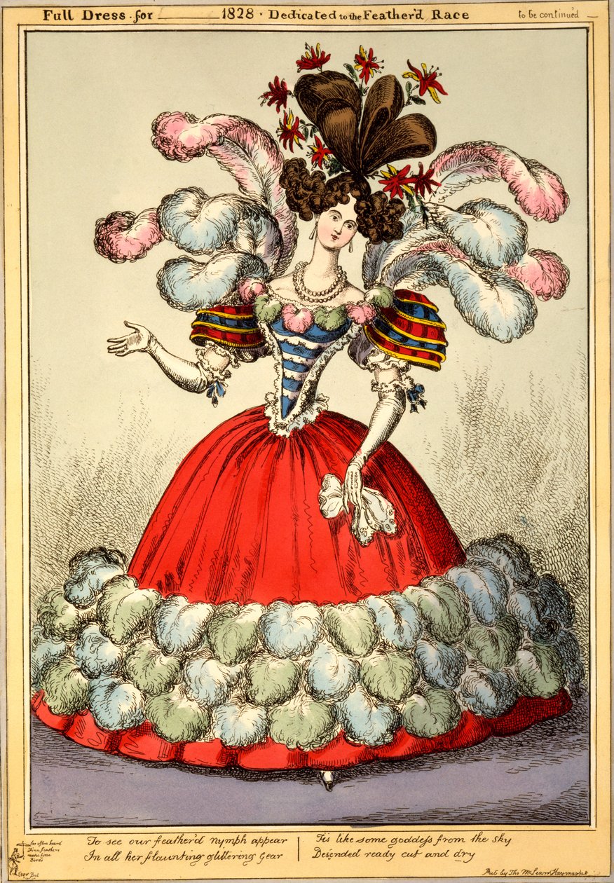 Teljes ruha _ 1828-ra – a tollas fajnak szentelve, 1828 (kézzel színezett metszet) alkotó: English School