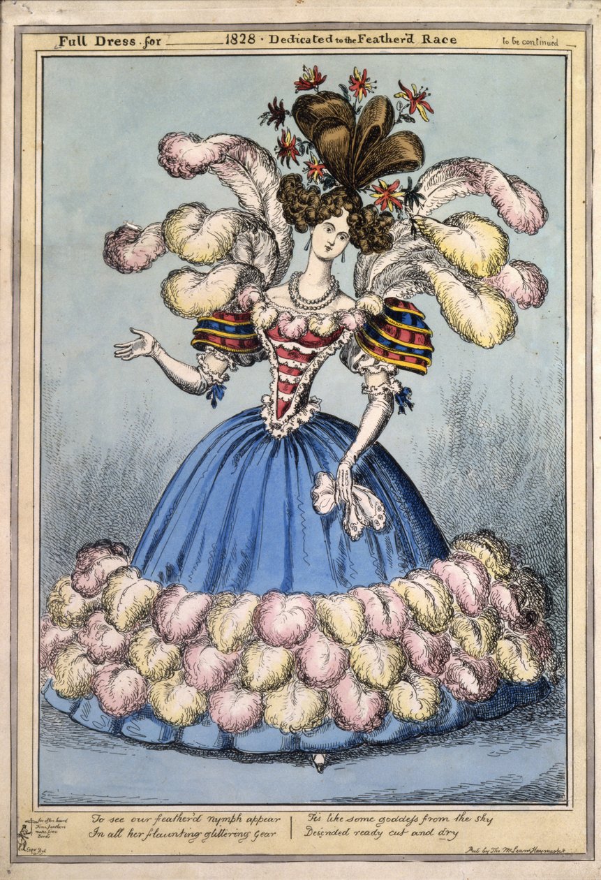 Teljes ruha ?1828-ra. Dedikált a Featherd Race, kocsma. London, 1828 (kézzel színezett metszet) alkotó: English School