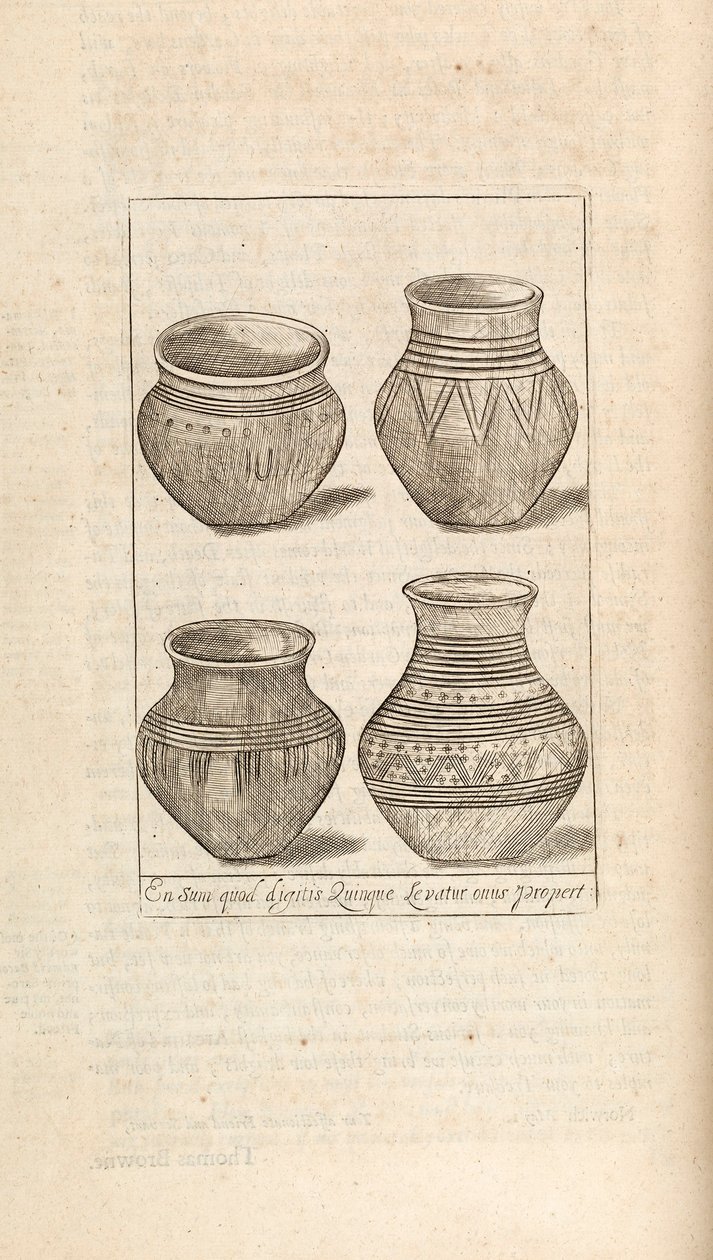 Temetési urnák, illusztráció a Thomas Brown műveiből, London 1686 alkotó: English School