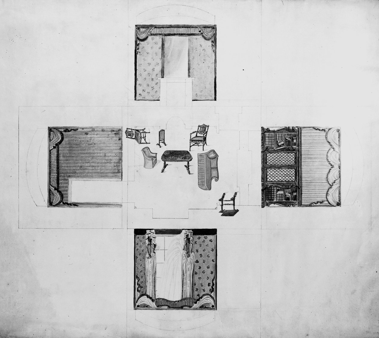 Berendezések egy kis szalonhoz, Gillows and Co, 1822 alkotó: English School