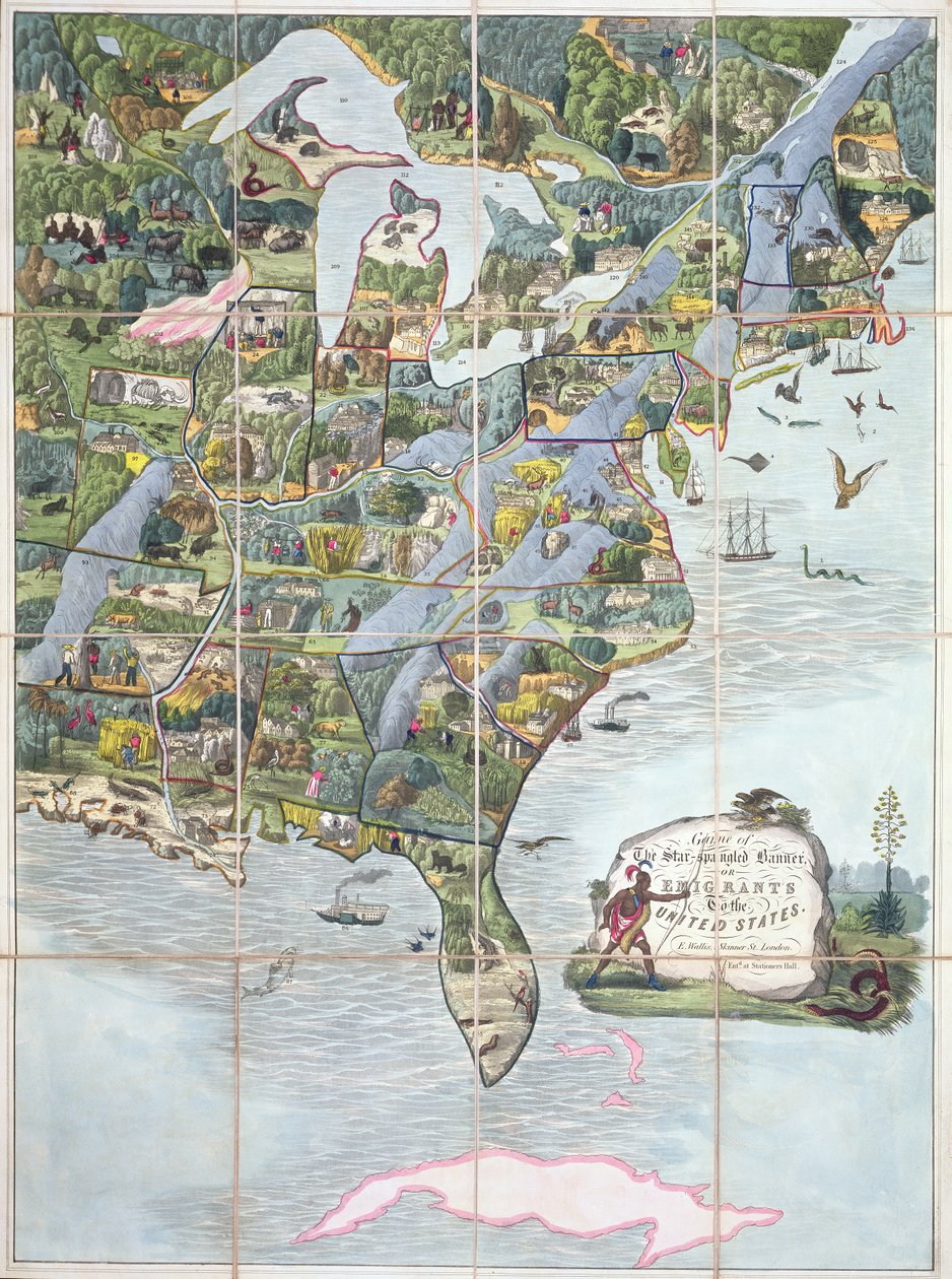 Game of the Star-Spangled Banner vagy Emigrants to the United States, társasjáték 1860 körül alkotó: English School