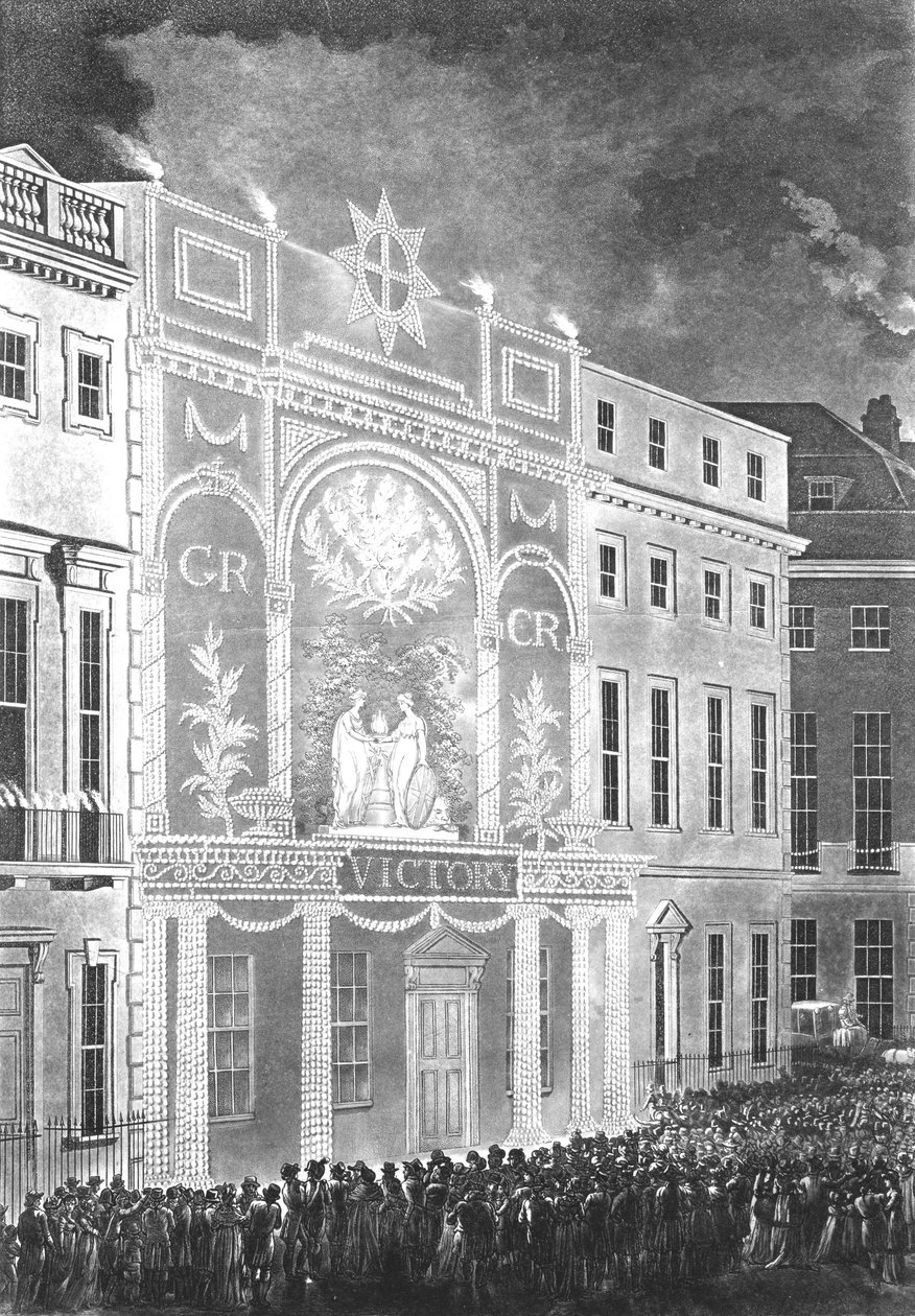 Gyülekező a Portman Square-en, hogy megnézze a Nagy-Britannia és Franciaország közötti béke megvilágítását, 1806 alkotó: English School