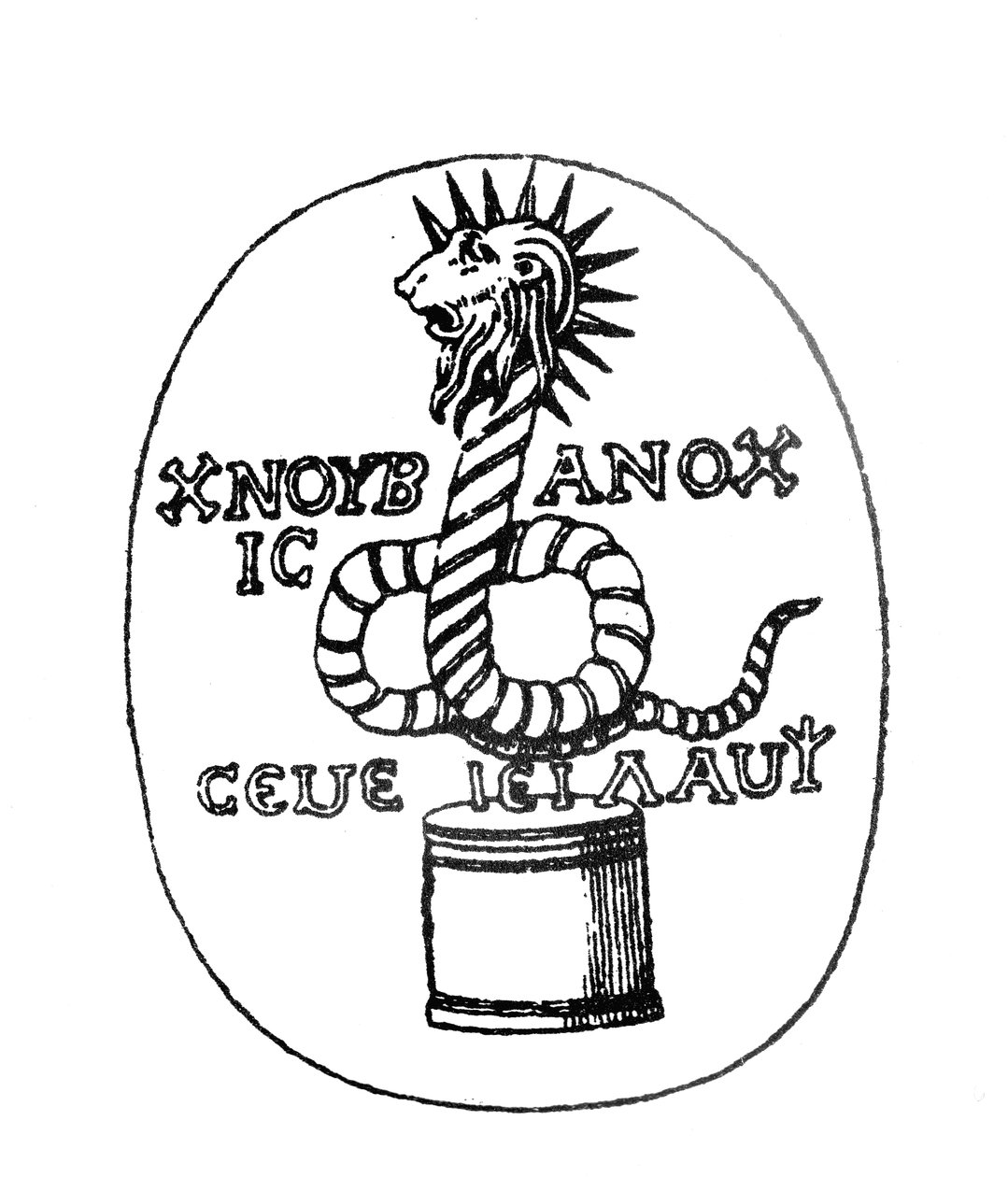 Csubisz egyiptomi gnosztikus szoláris ikonját ábrázoló drágakő alkotó: English School