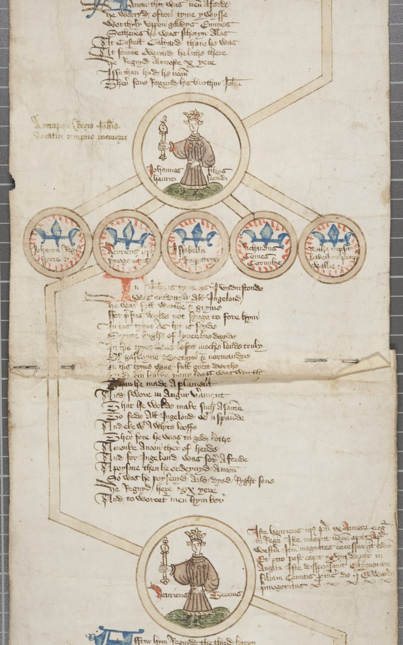 Anglia királyainak genealógiai tekercs, 1440-79 körül (toll és tinta pergamenen) alkotó: English School