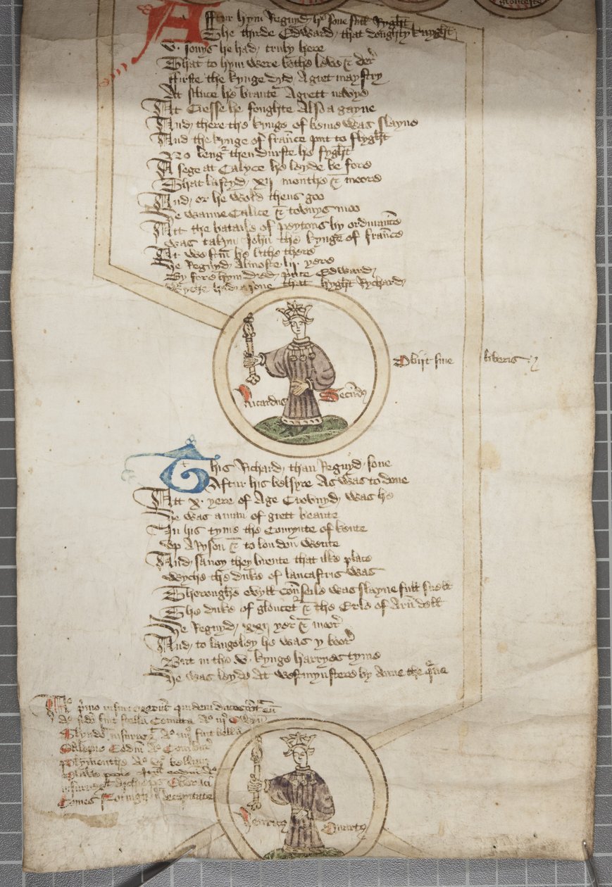 Anglia királyainak genealógiai tekercs, 1440-79 körül (toll és tinta pergamenen) alkotó: English School