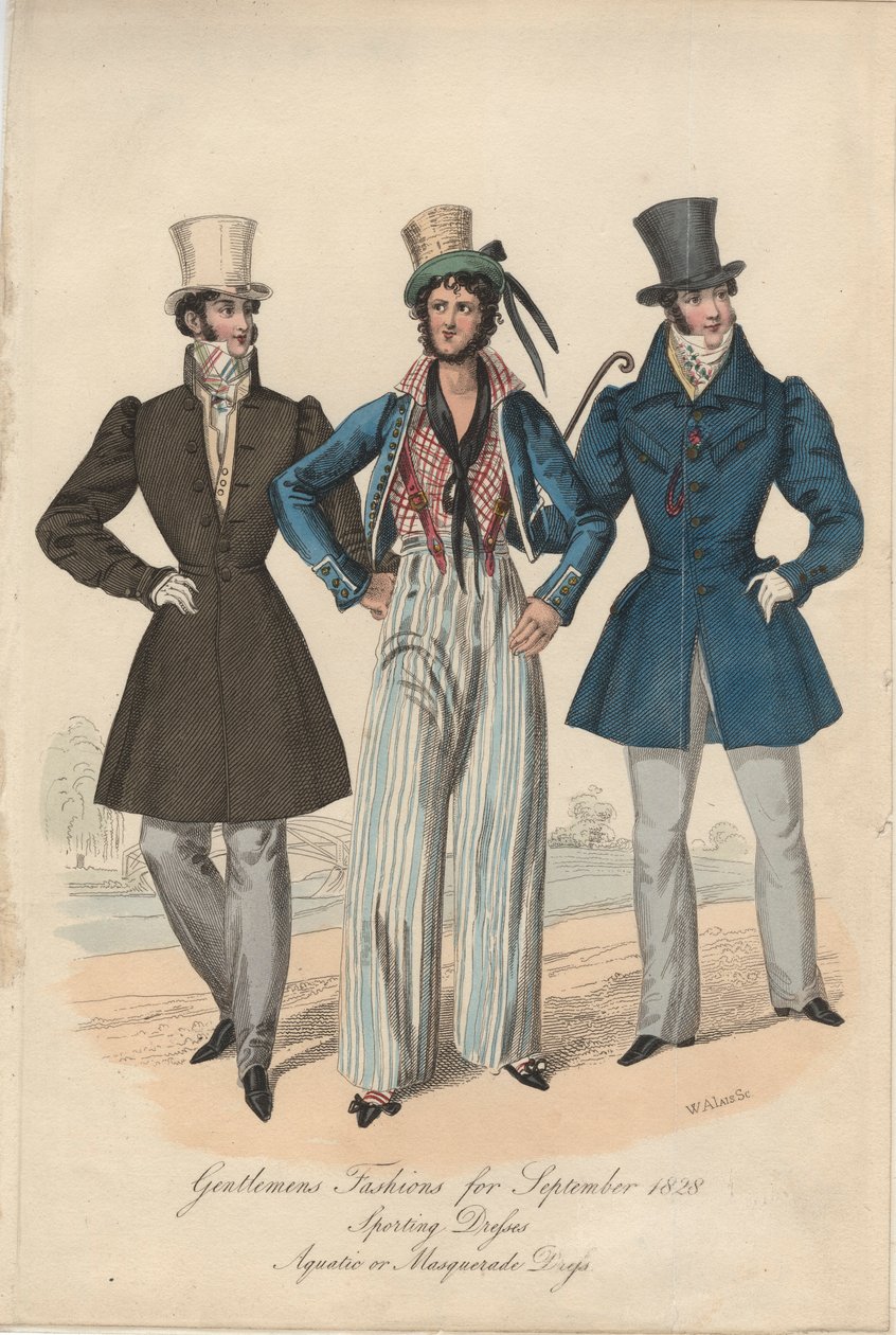 Gentlemans divat 1828 szeptemberében, 1828 alkotó: English School