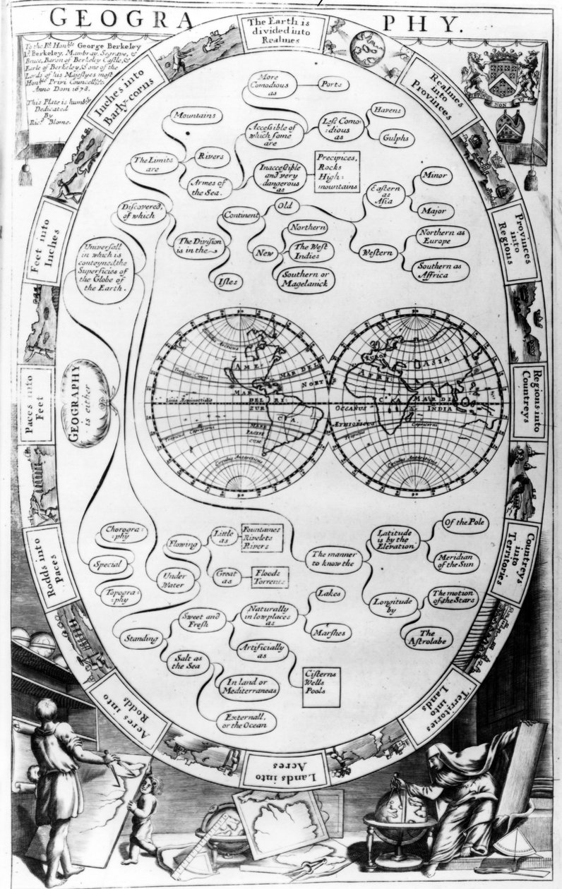 Földrajzi diagram, a The Gentlemans Recreation kiadványból, Richard Blome kiadásában, 1686 alkotó: English School