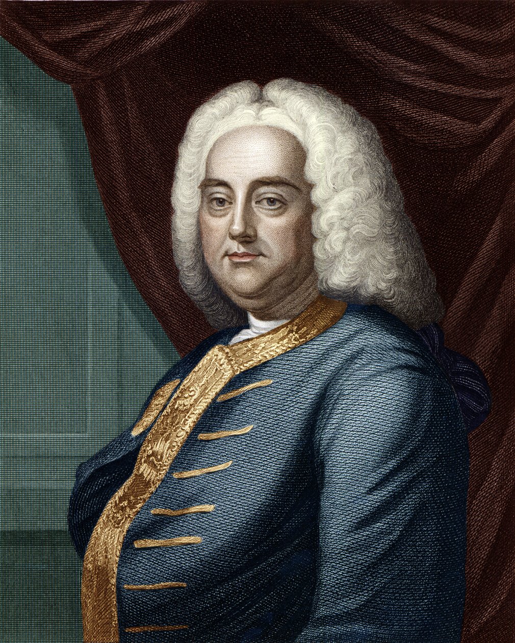 George Frideric Händel, Thomson metszete (későbbi színezés) alkotó: English School