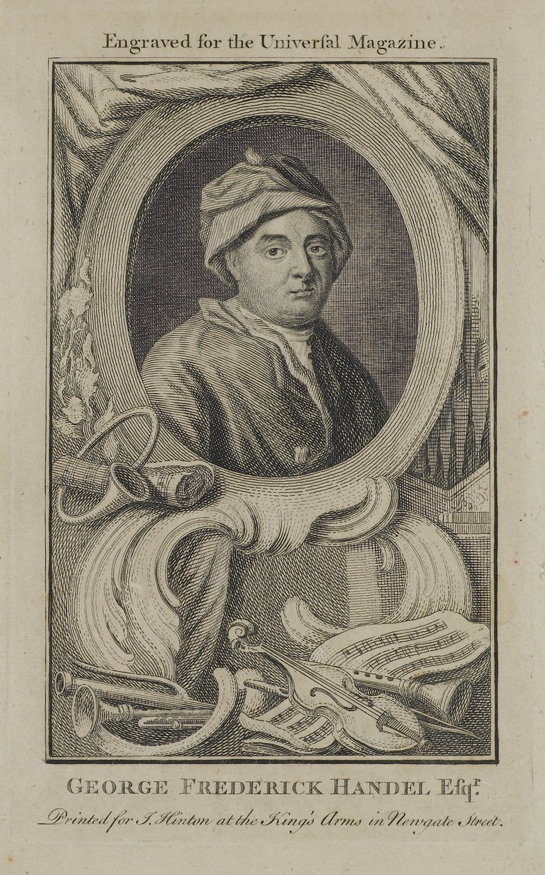 George Frideric Händel, metszett a Universal Magazine számára, 1760 körül alkotó: English School