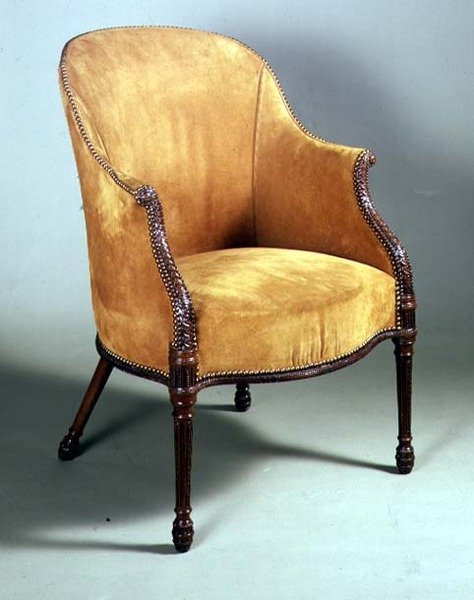 George III bergere szék, 18. század vége (mahagóni és kárpit) alkotó: English School