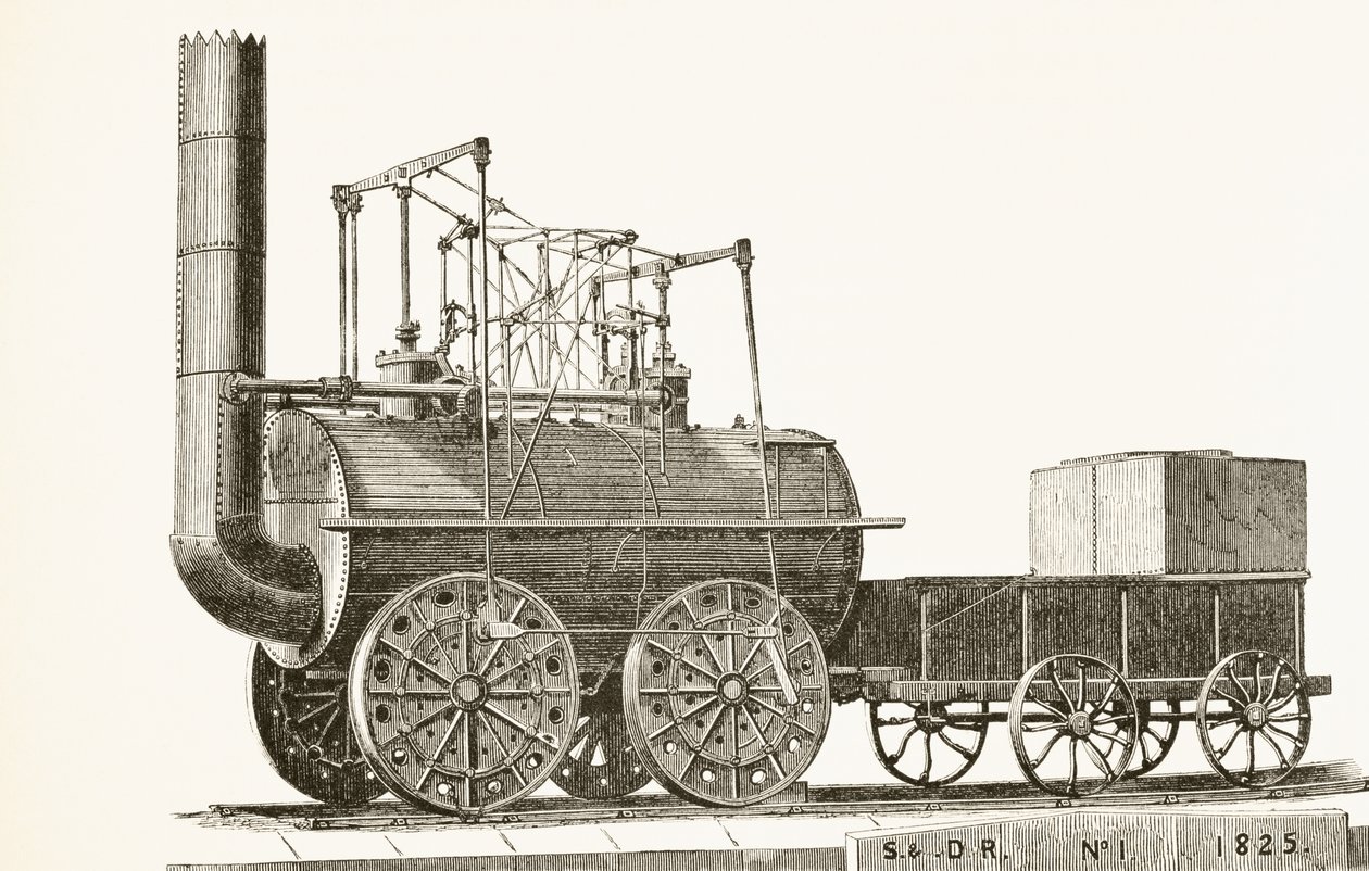 George Stephensons vonat 1825-ben, William Hickman Smith Aubrey (1858-1916) Anglia nemzeti és hazai történelméből, London, 1890 körül. alkotó: English School