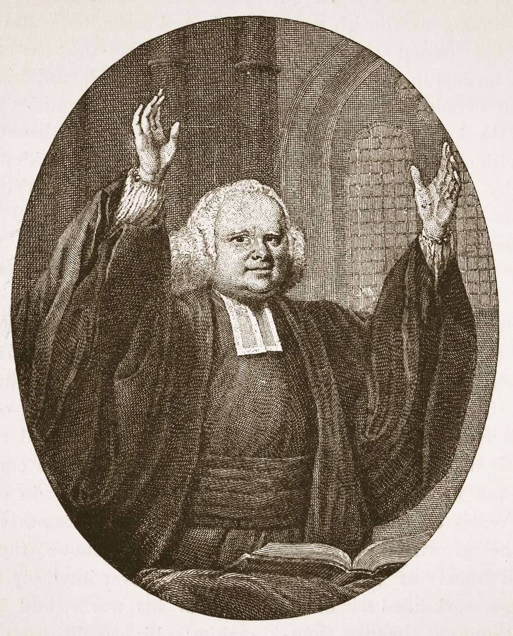 George Whitefield, illusztráció: The Church of England: A History for the People, H.D.M. Spence-Jones, kocsma. 1910 körül (szépia fotó) alkotó: English School