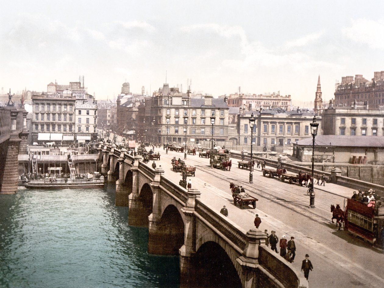 Glasgow Bridge (kézzel színezett fotó) alkotó: English School