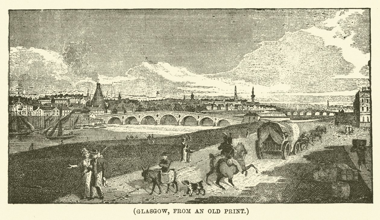 Glasgow, egy régi metszetről (metszet) alkotó: English School