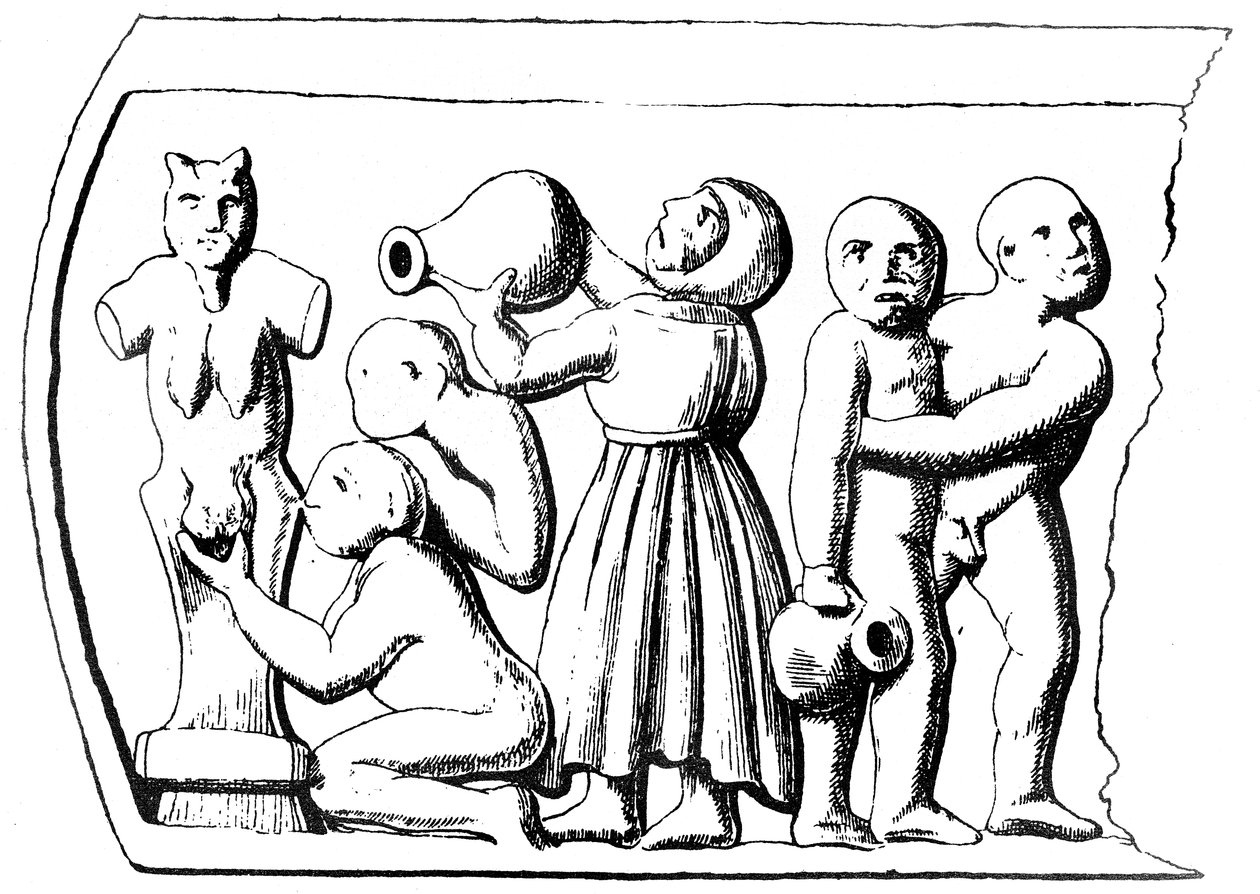Gnosztikus Eucharisztia, egy gnosztikus koporsó oldallapja, amelyet Essarois-ban (Burgundia) találtak (lásd: 405782) alkotó: English School