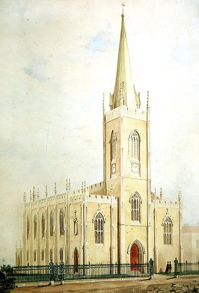 Gótikus biztosi templom, bemutató akvarell, 1825 körül (akvarell, papír) alkotó: English School