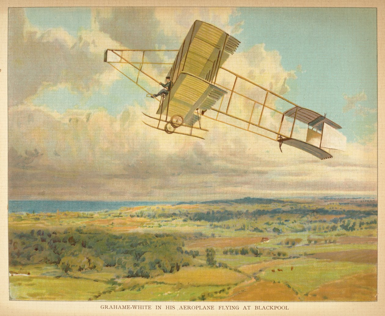 – Grahame-White a Blackpoolba tartó repülőgépében. Kisemberek könyve a léghajókról. London: Ernest Nister, [1912] alkotó: English School