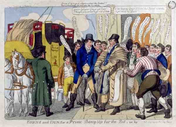 "Greys and Duns, or A Prime Bang Up for the Bit", pub. írta: Thomas Tegg alkotó: English School