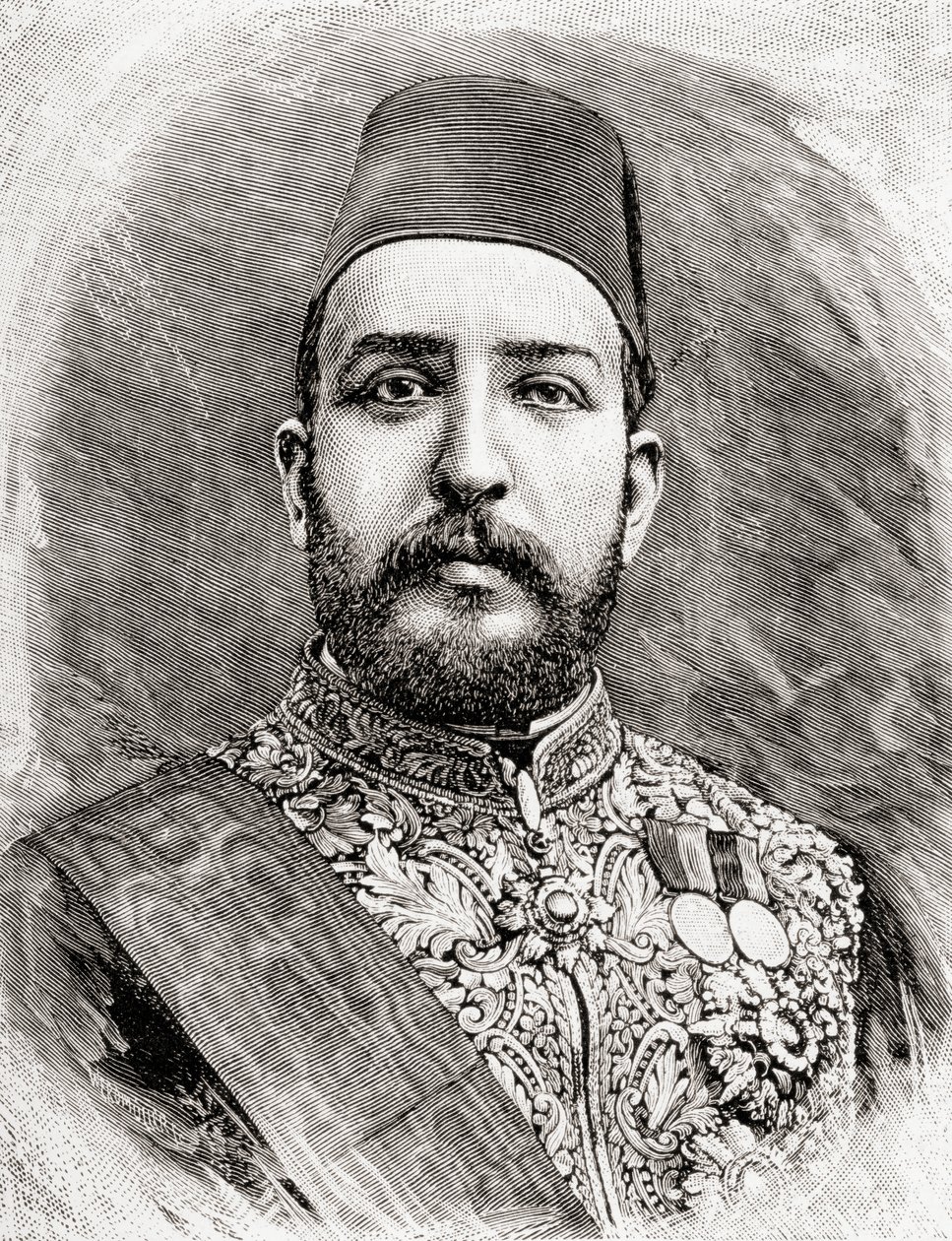 HH Muhammad Tewfik pasha, Tawfik of Egypt, 1890 (fametszet) alkotó: English School