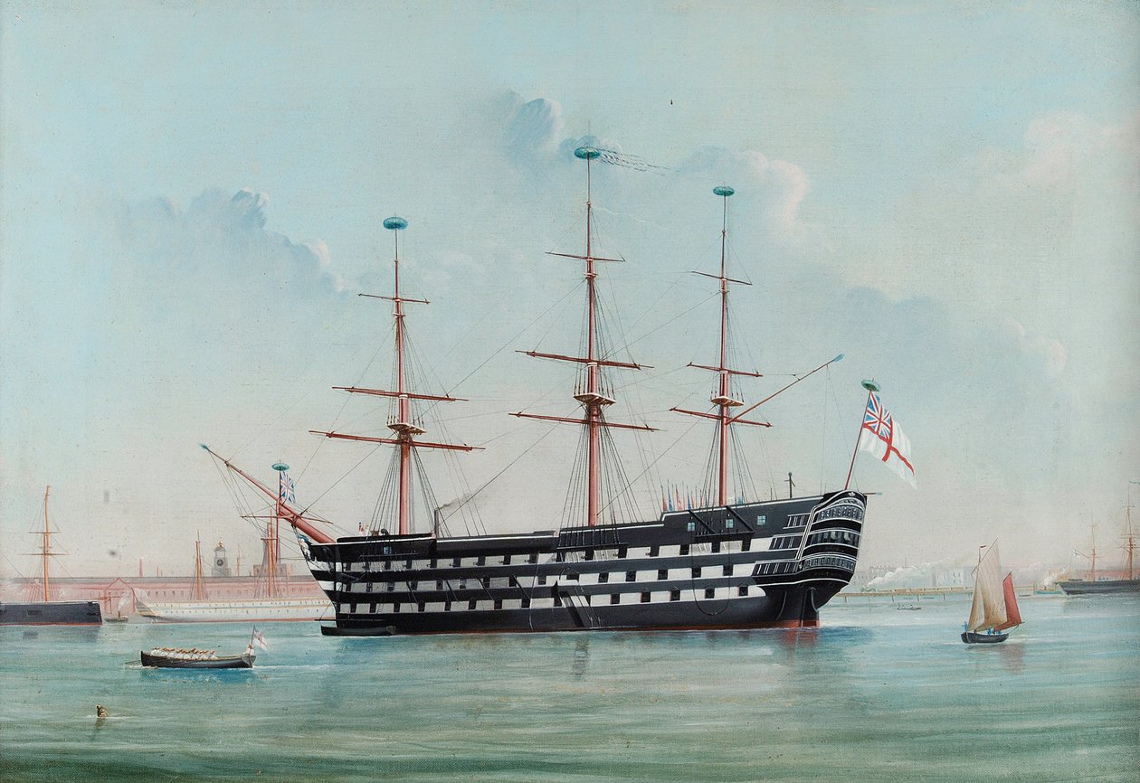 HMS Victory in Portsmouth Harbour, 1860 körül alkotó: English School
