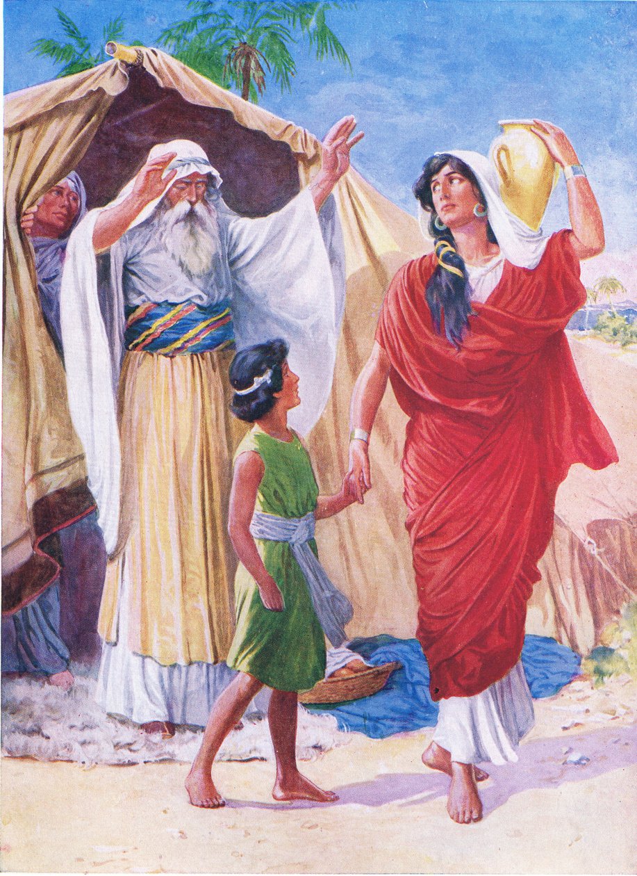 Hágár és Ismáel, a Thomas Nelson által kiadott The Bible Picture Book-ból, 1950 körül. alkotó: English School