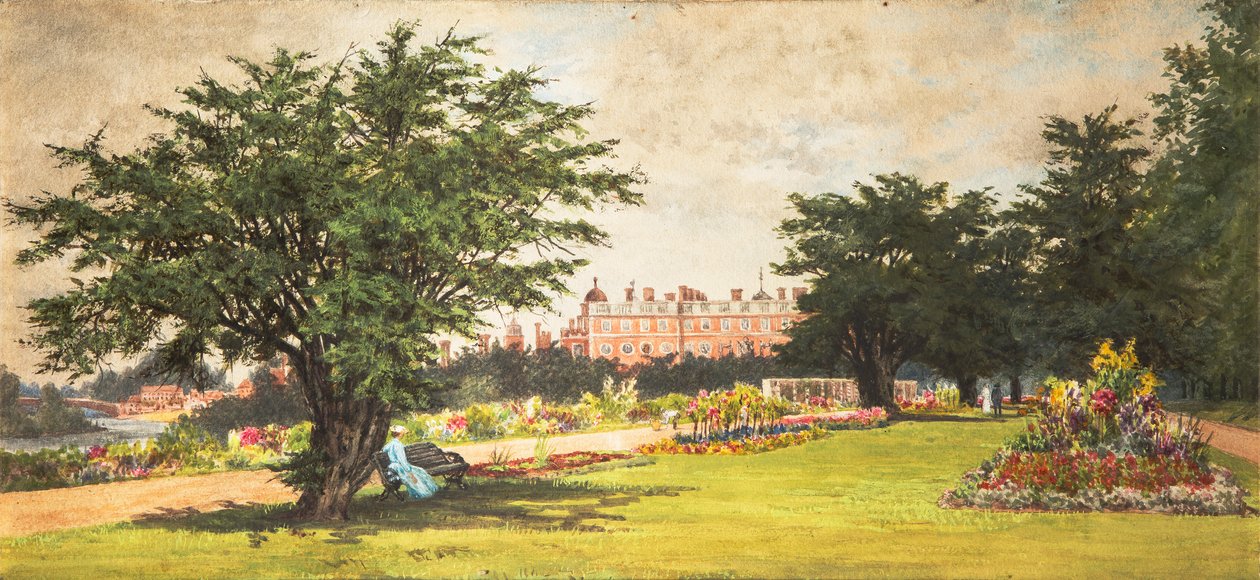 Hampton Court Gardens, 1910 körül (akvarell papíron) alkotó: English School