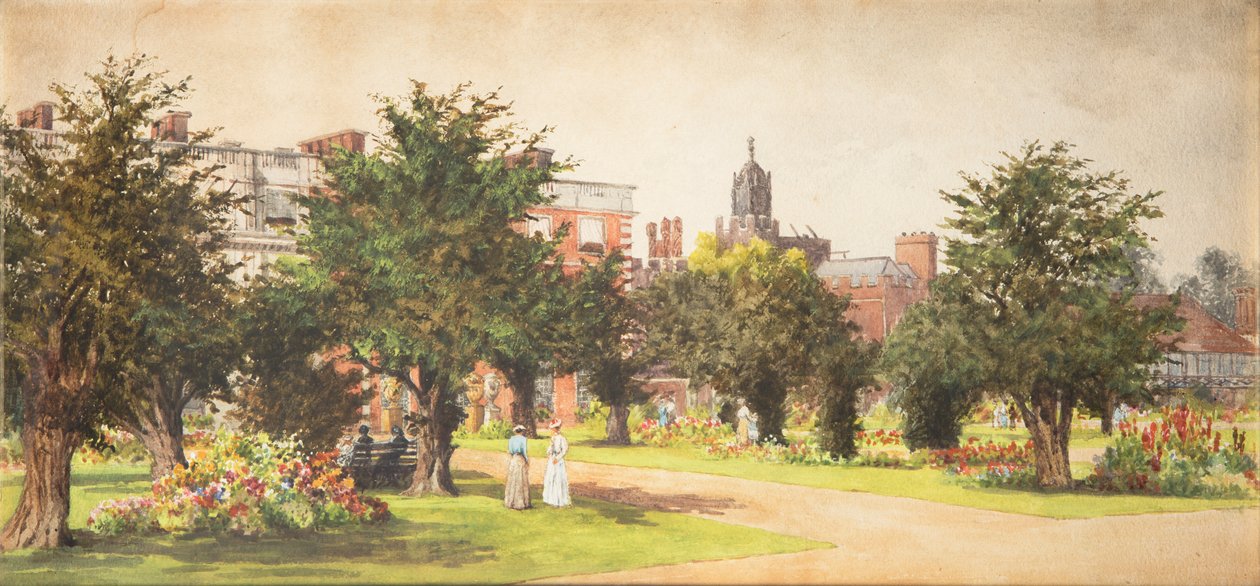 Hampton Court Gardens, 1910 körül (akvarell papíron) alkotó: English School