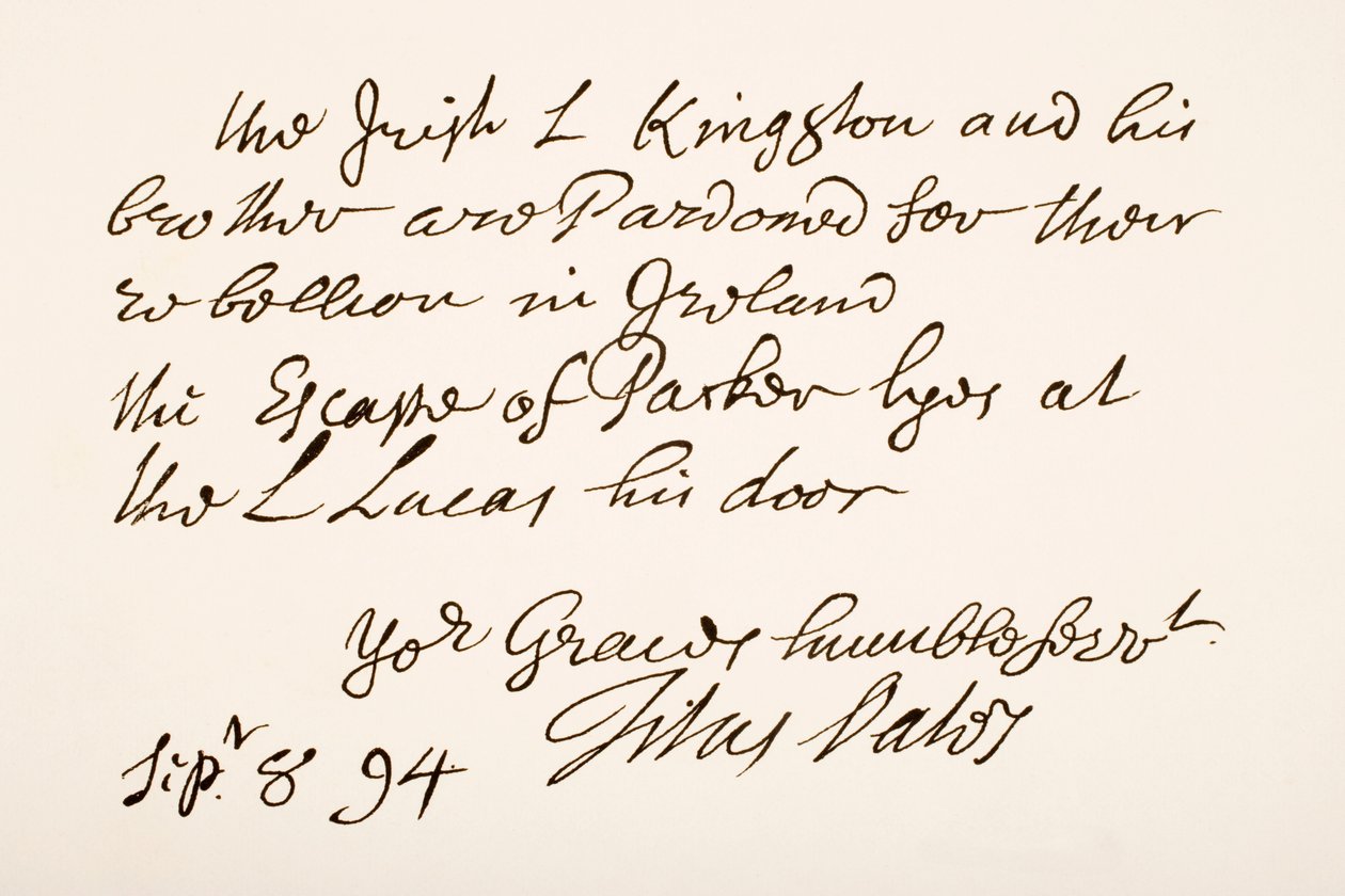 Titus Oates kézírása és aláírása, 1694 alkotó: English School