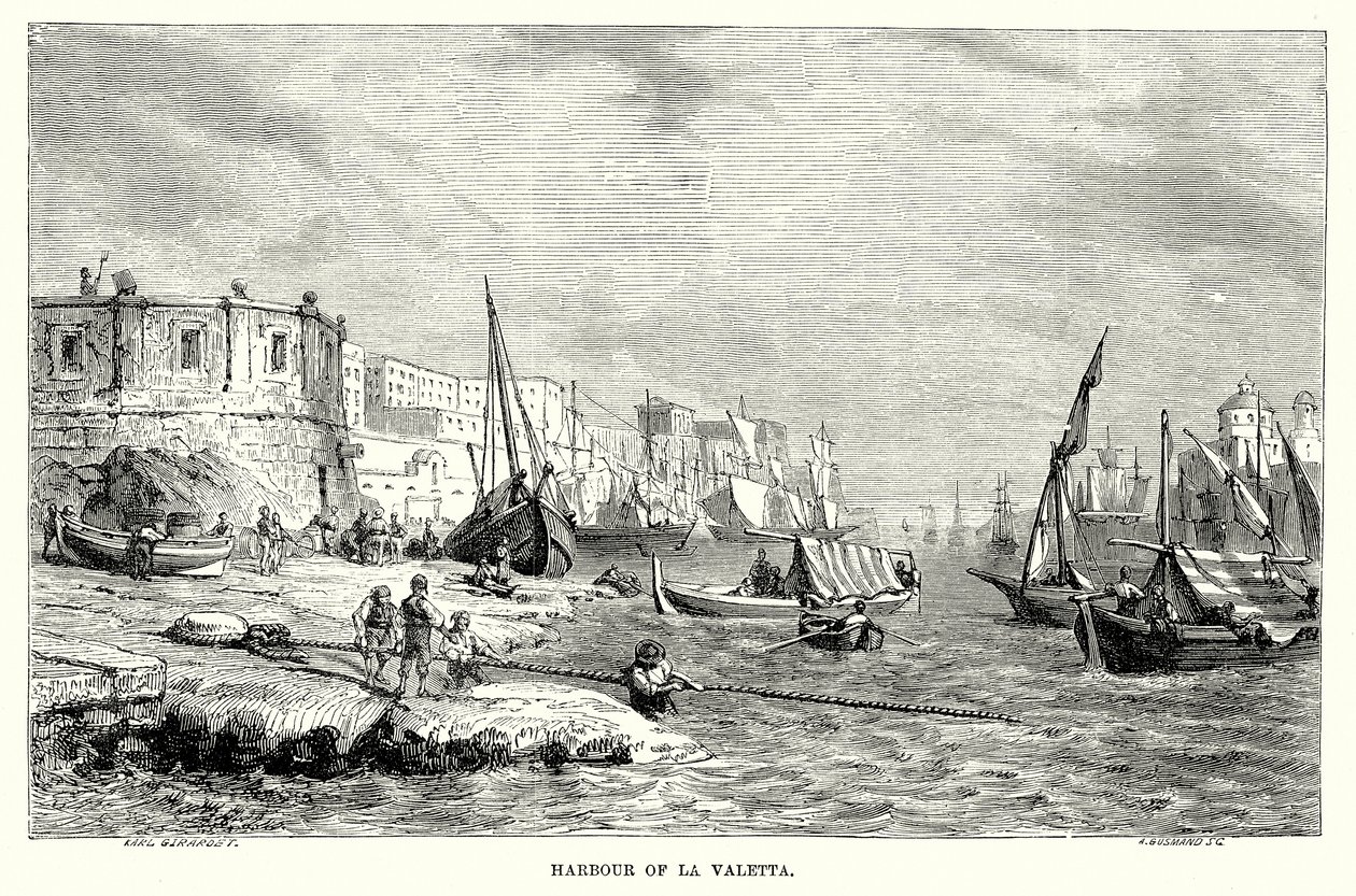 La Valetta kikötője (metszet) alkotó: English School