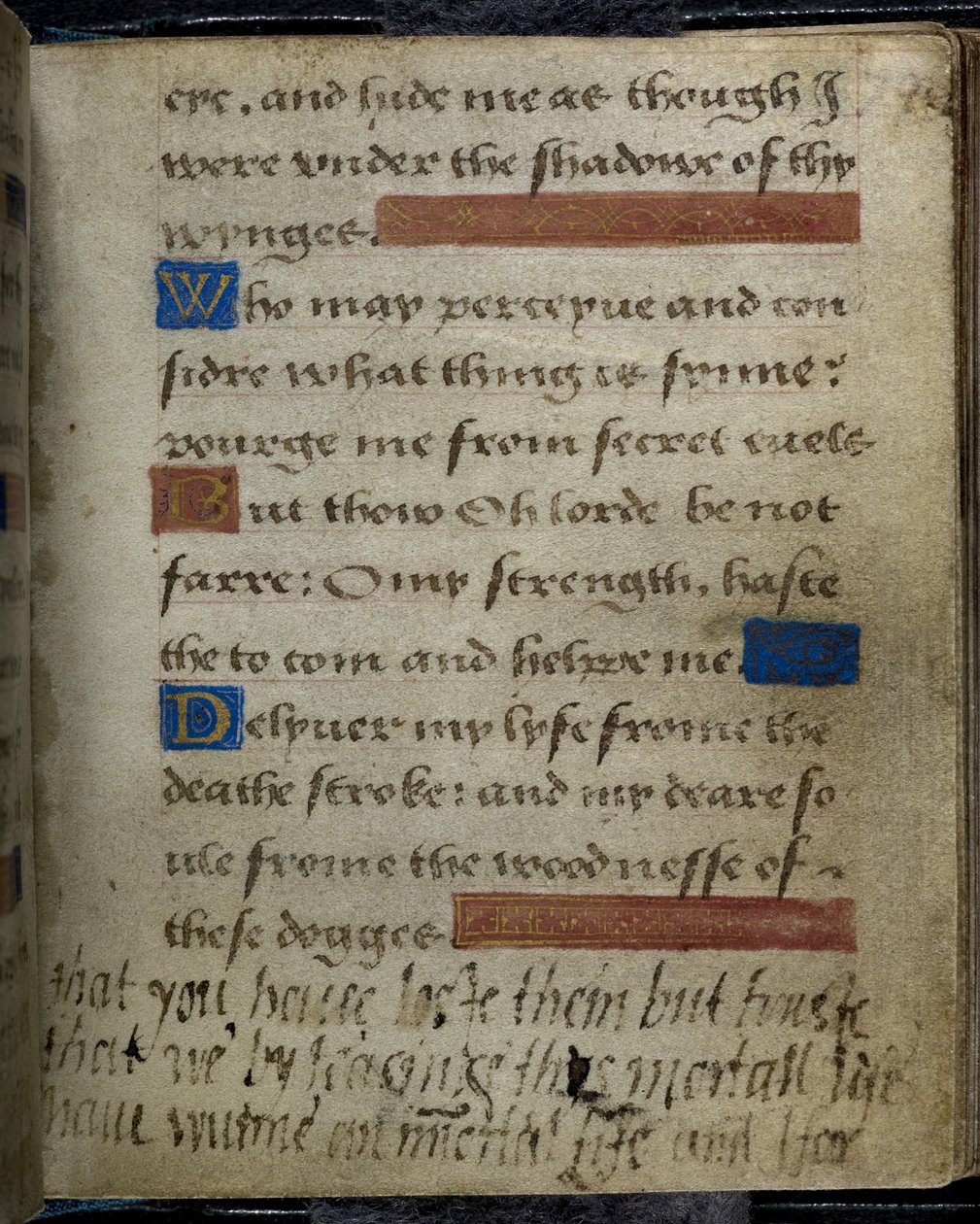 Harley 2342 f.79 Felirat, amelyet Lady Jane Gray írt a margóra apjának, Suffolk hercegének, Lady Jane Grey imakönyvéből (vellum) alkotó: English School