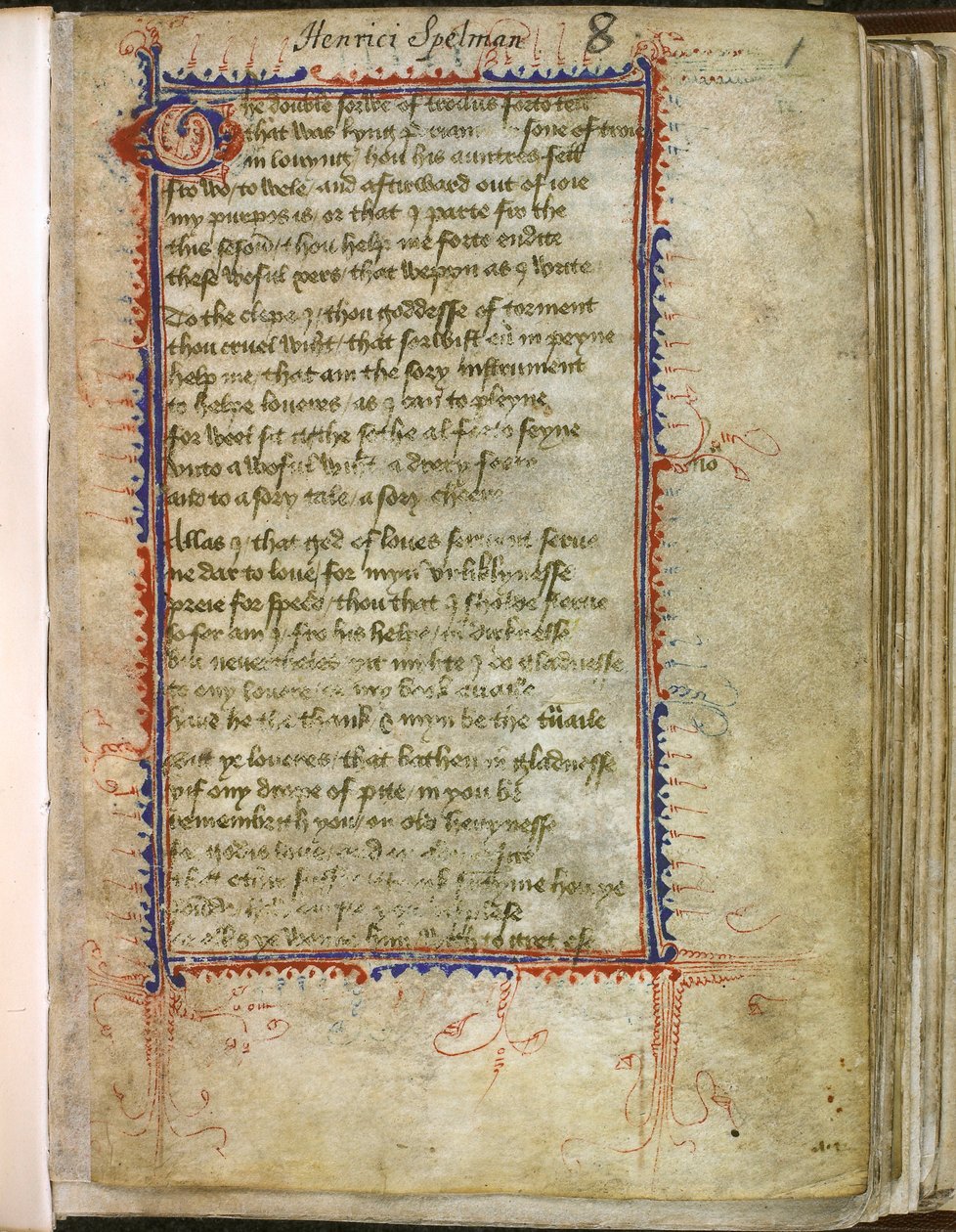 Harley 2392, f.1 Troilus and Criseyde, Geoffrey Chaucer (vellum) alkotó: English School