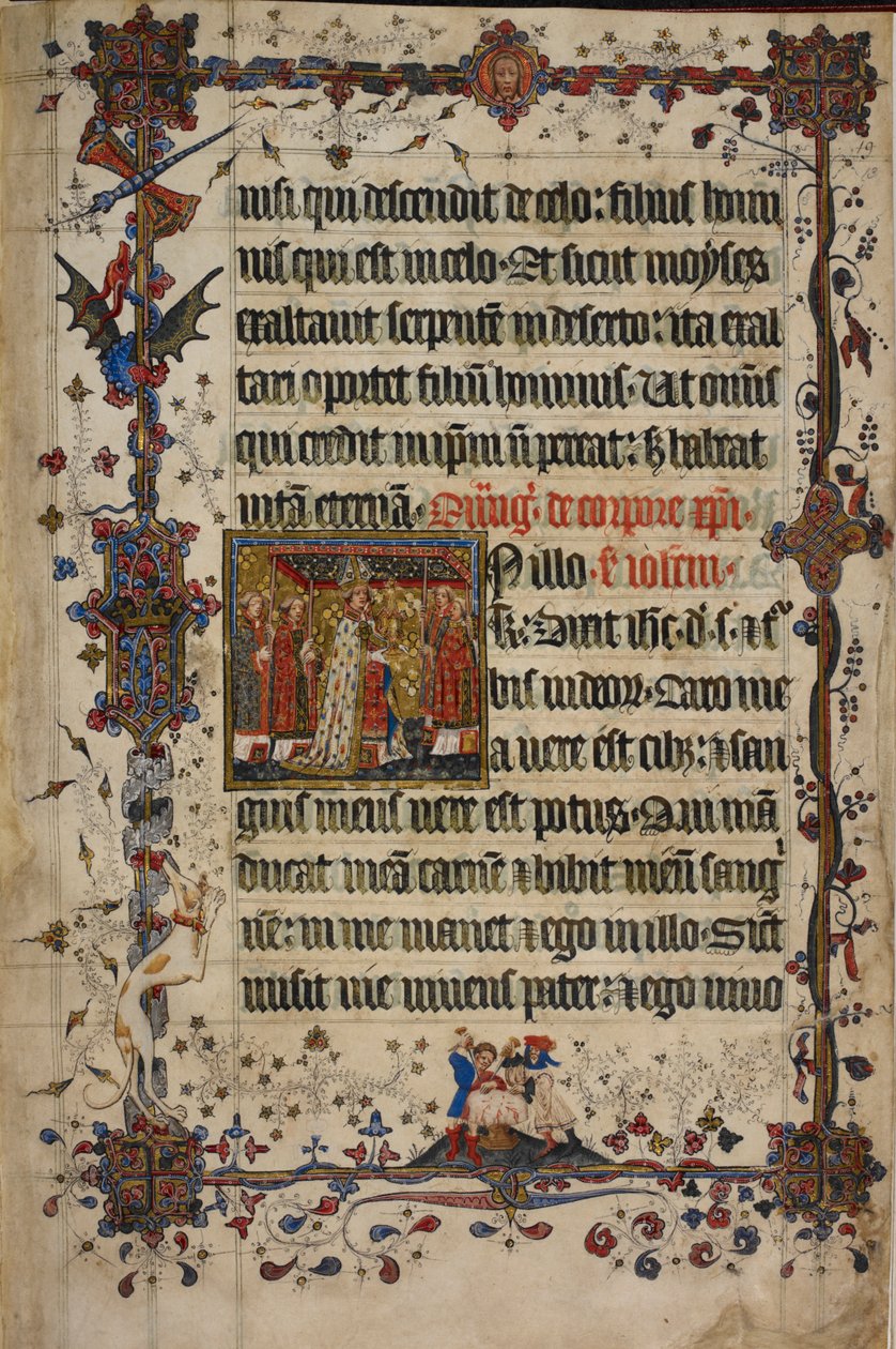Harley 7026, f.13 Corpus Christi ünnepe, a Love Lectionaryból, 1408 előtt (vellum) alkotó: English School