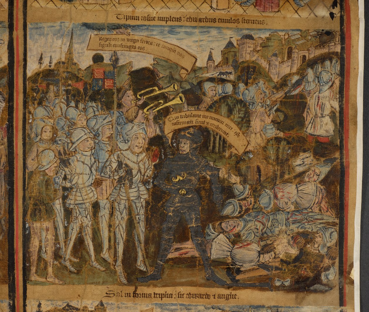 Harley 7353 Edward of York csatába vezeti seregét, illusztráció a IV. Edward életéből (vellum) alkotó: English School