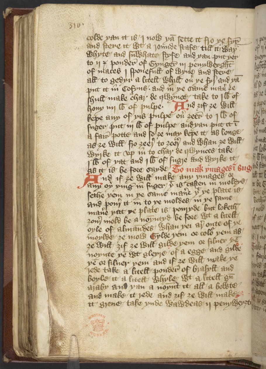 Harley MS 2378 Orvosi és kulináris receptek, 1395 körül (tinta pergamen) alkotó: English School