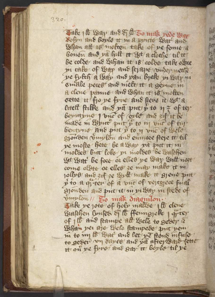 Harley MS 2378 Orvosi és kulináris receptek, 1395 körül (tinta pergamen) alkotó: English School