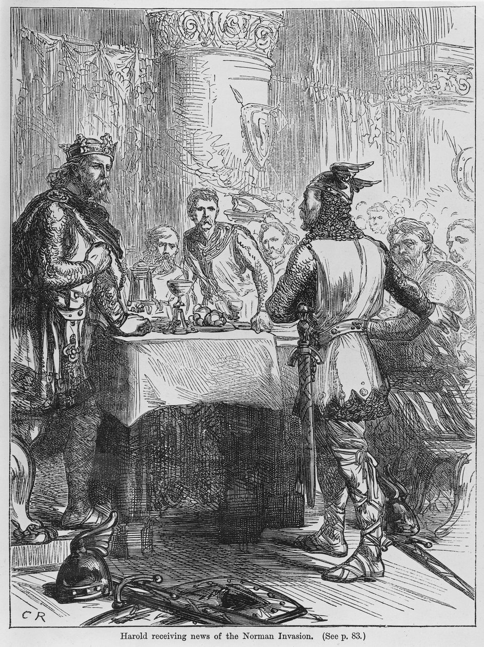 Harold hírt kapott a normann invázióról 1066-ban alkotó: English School