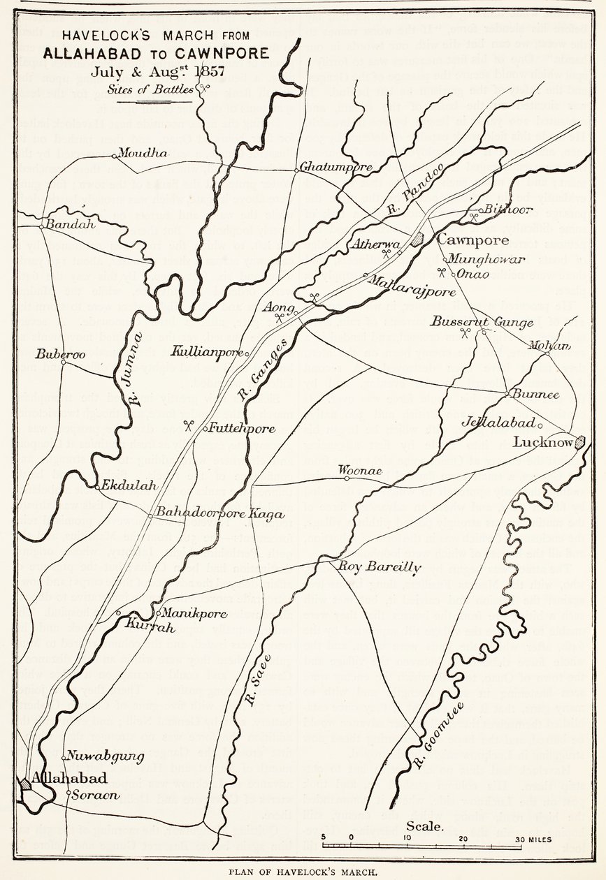 Havelocks March Allahabadtól Cawnpore-ig, 1857. július és augusztus, Cassells Illustrated History of England alkotó: English School