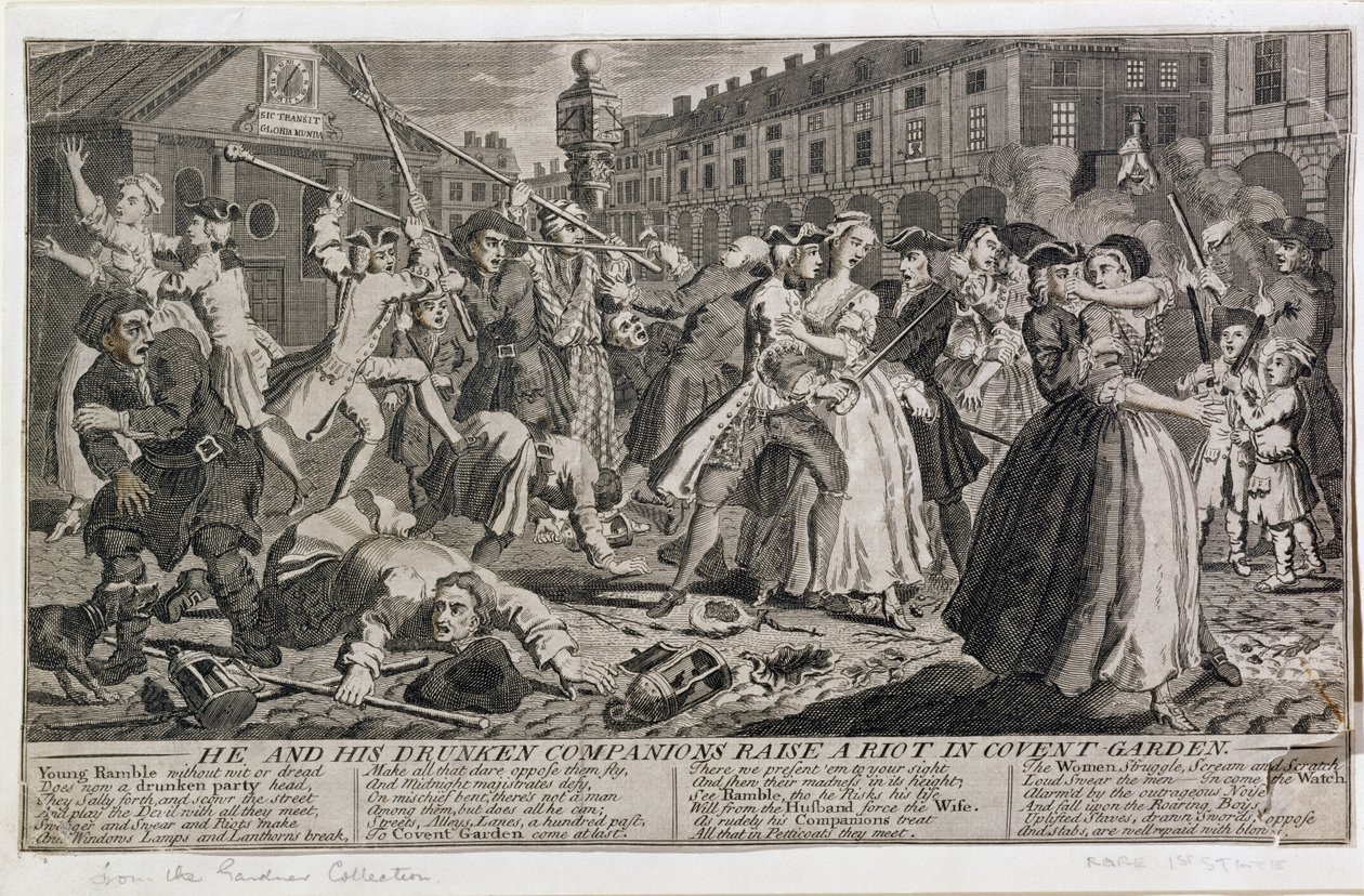 Ő és részeg társai lázadást szítanak Covent Gardenben, 1735-ben alkotó: English School
