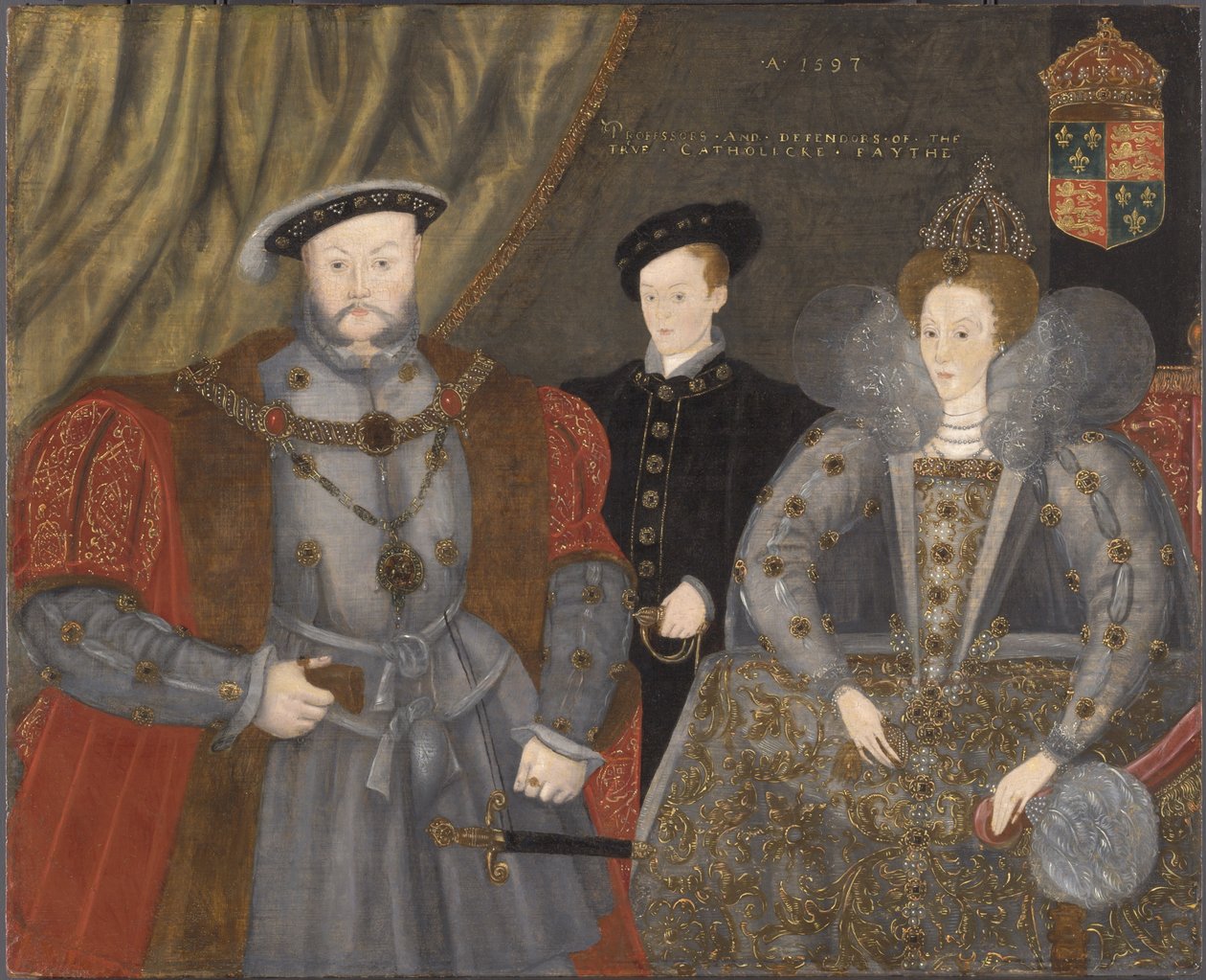 VIII. Henrik, I. Erzsébet és VI. Edward, 1597 alkotó: English School
