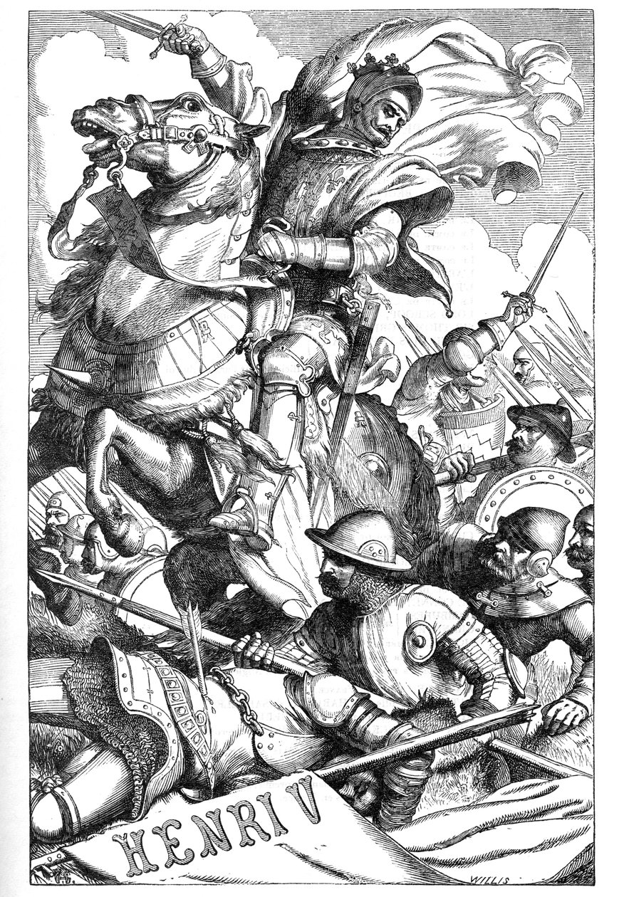 Henry V – (Ötödik Henry krónikatörténete) – Illusztráció a „” Completes de William Shakespeare”-ben” 1866 – A kiadás illusztrációi és általános formája Cassell illusztrált Shakespeare-jéből származik, amely Londonban jelent meg. alkotó: English School