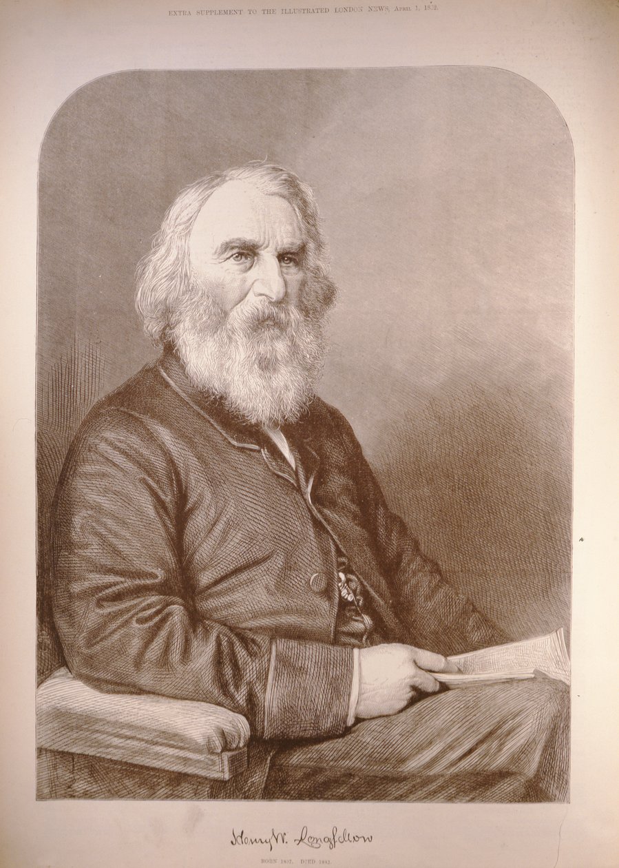 Henry Wadsworth Longfellow (1807-82) a The Illustrated London News-ból, 1882. január 12. alkotó: English School