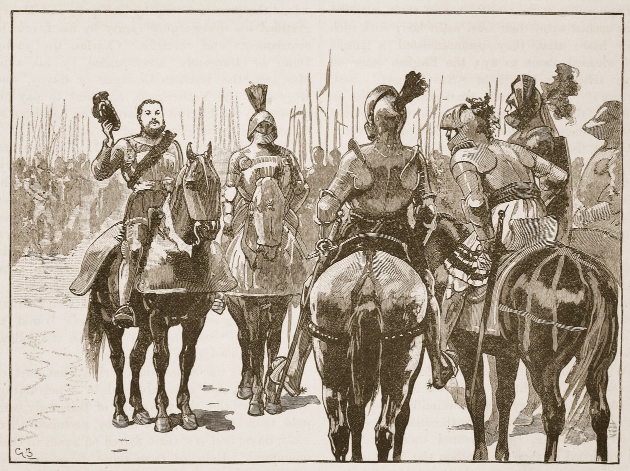 Henry és az elfogott francia tisztek, illusztráció a Cassells Illustrated History of Englandből (szépia fotó) alkotó: English School
