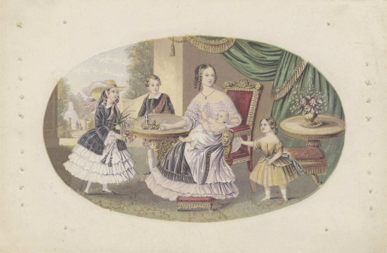 Őfelsége Viktória királynő és családja, 1851 körül (akvatinta) alkotó: English School