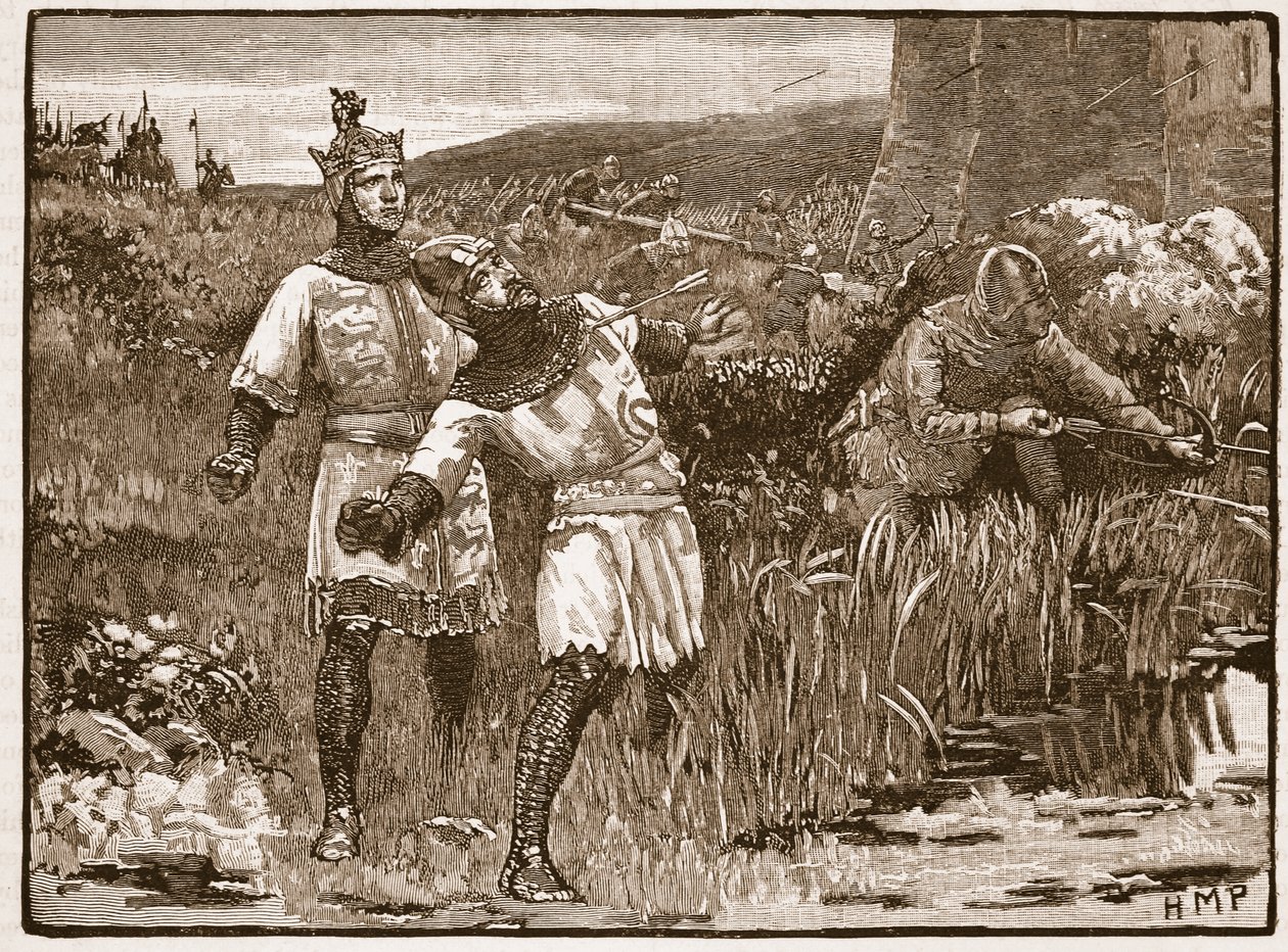 St. Clair hősiessége a Bridgnorth-kastély ostrománál, illusztráció a Cassells Illustrated History of Englandből (szépia fotó) alkotó: English School