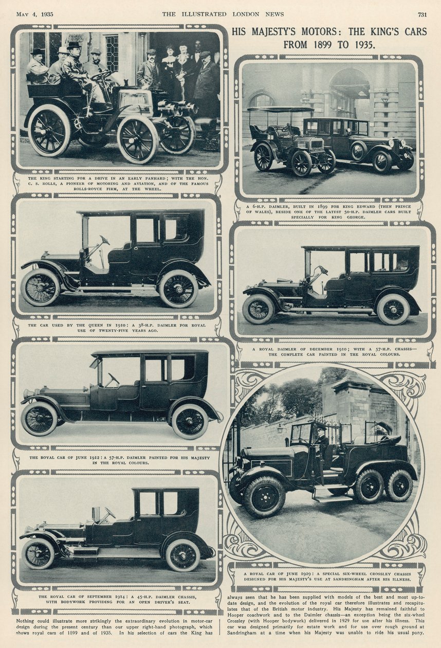 Őfelsége motorjai: King George vs Cars 1899-1935, a The Illustrated London News, 1935. május 4. alkotó: English School